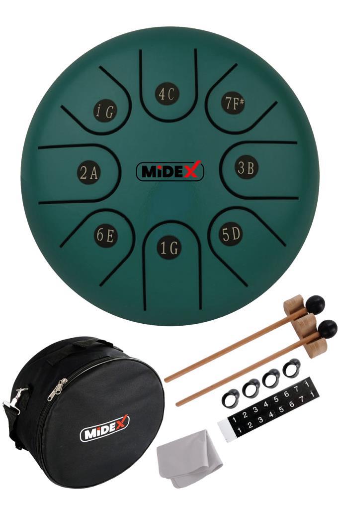 Midex TD-68GR Çelik Dil Davul Handpan 6 İnç 8 Ton Steel Tongue Drum Full Set