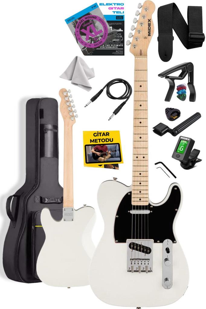 Midex TLX-50CR Tele Kasa Maple Klavye 2 Single-Coil Manyetik Elektro Gitar