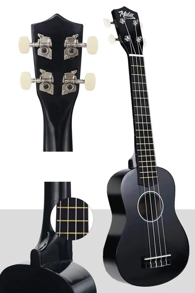 Midex UKX-233BKT Siyah Concert Ukulele (Tuner TEL Askı Çanta Metod Pena)