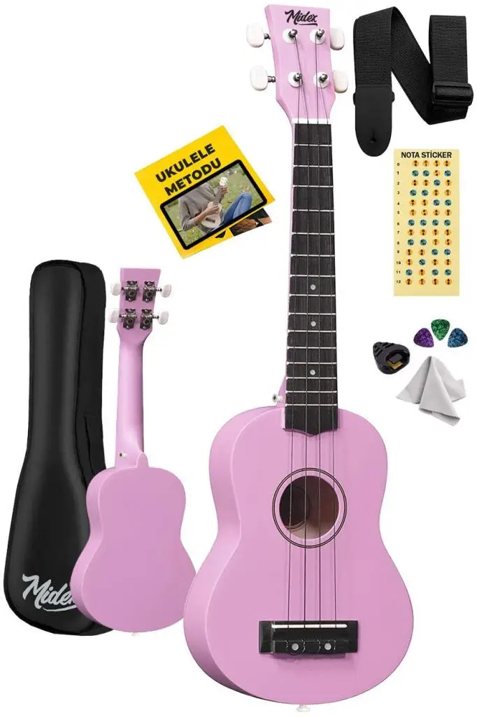 Midex UKX-233PU Lila Concert Ukulele (Askı Çanta Metod Pena)