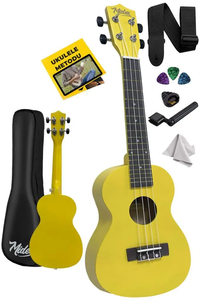 Midex UKX-233YLW Sarı Concert Ukulele (Askı Çanta Metod Pena)