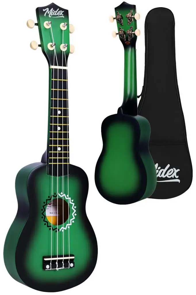 Midex UKX-500GR Sunburs Efektli Maun Soprano Ukulele Full Set