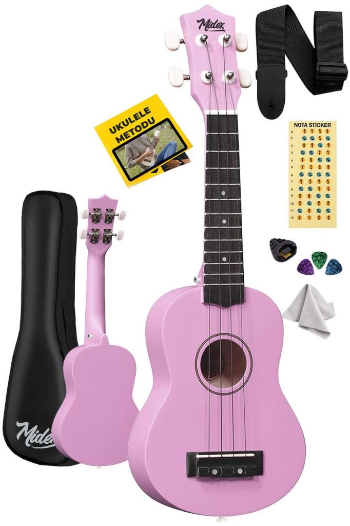 Midex UKX-901PU Lila Soprano Ukulele (Askı Çanta Metod Pena)