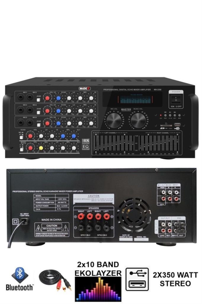 Midex Upper Segment Paket-2 Üst Segment Tavan Hoparlör ve Mikser Amfi Seti ( 1 ANFİ + 2 HOPARLÖR)