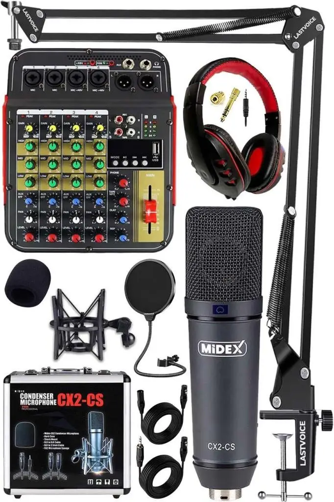 Midex Wizard Paket-2 CX2 Stüdyo Mikrofon MDX-04FXU Stüdyo Kayıt Mikseri Kulaklık Ekipman Seti