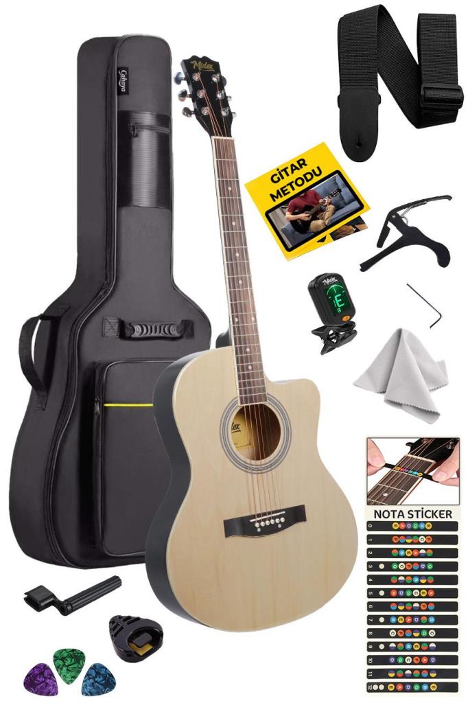 Midex XC-200NT Kesik Kasa Profesyonel Akustik Gitar 4/4 Yetişkin Üst Segment (Gigbag Çanta Tuner Capo Askı Pena)