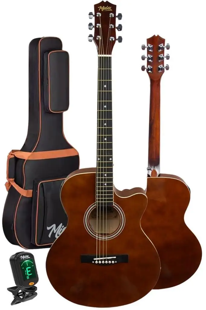 Midex XC-300BRW-EQ Profesyonel Kahverengi Elektro Akustik Gitar Seti 40 İnç 4/4 Yetişkin Full Set