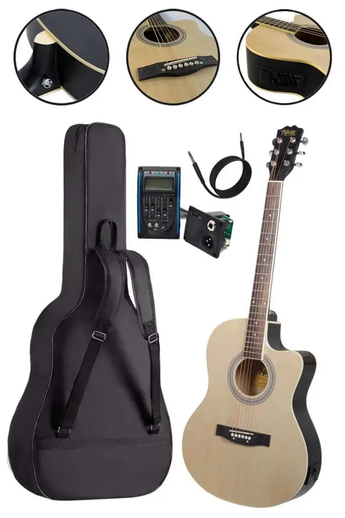 Midex XC-300NT-EQ Profesyonel Elektro Akustik Gitar 4/4 Yetişkin Üst Segment (Gigbag Çanta Tuner Capo Askı Jak Kablo Pena)