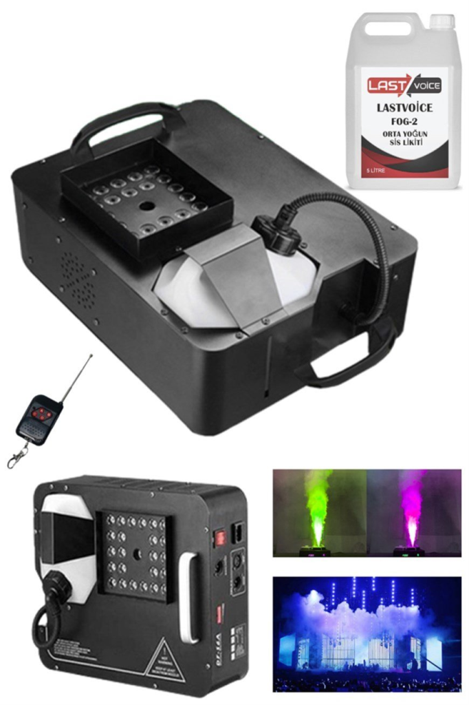 Quenlite Volcano-2500LK DMX Sis Makinası 2500 Watt LED Işıklı Uzaktan Kumandalı (5 Litre Likitli)