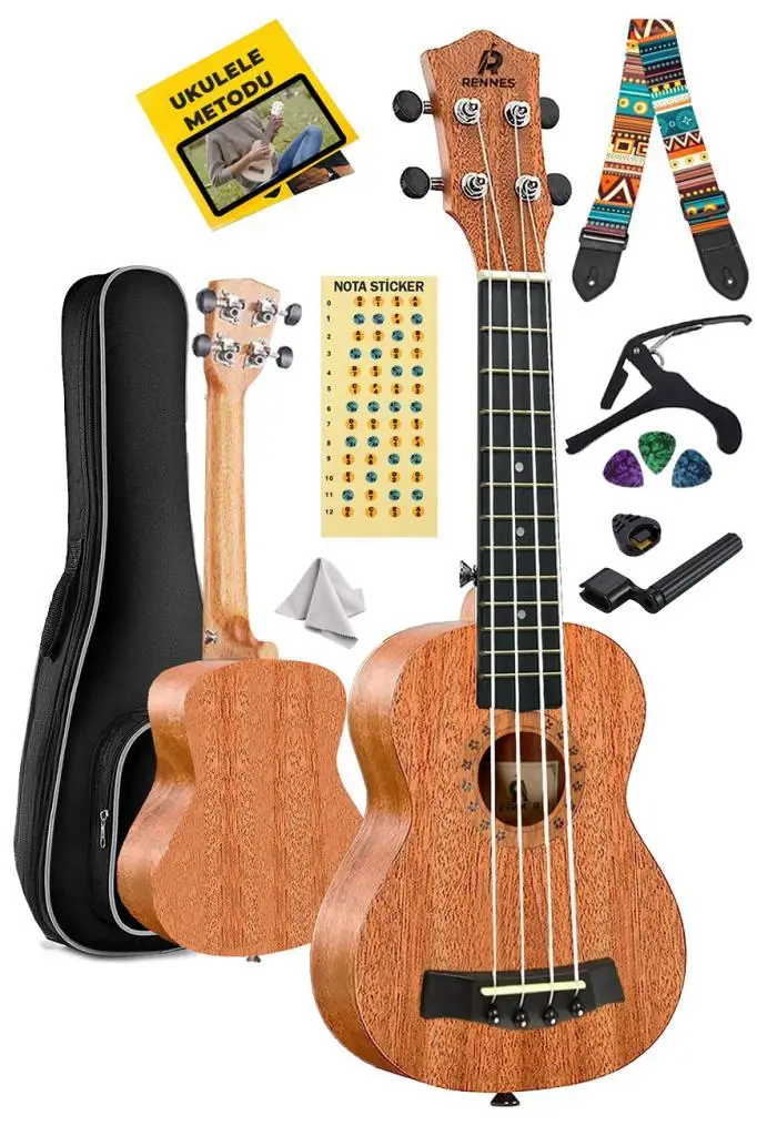 Rennes RD-21 Soprano Ukulele (Çanta Capo Askı Metod Pena)