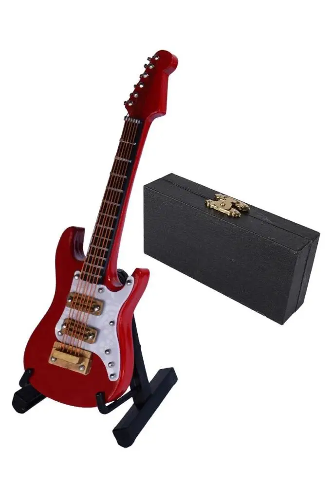 Rennes RGV-G10YN Elektro Gitar Tasarımlı Mini Masa Süsü Hediyelik Eşya Kırmızı (11x4cm)