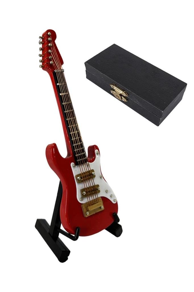 Rennes RGV-G10YN Elektro Gitar Tasarımlı Mini Masa Süsü Hediyelik Eşya Kırmızı (11x4cm)